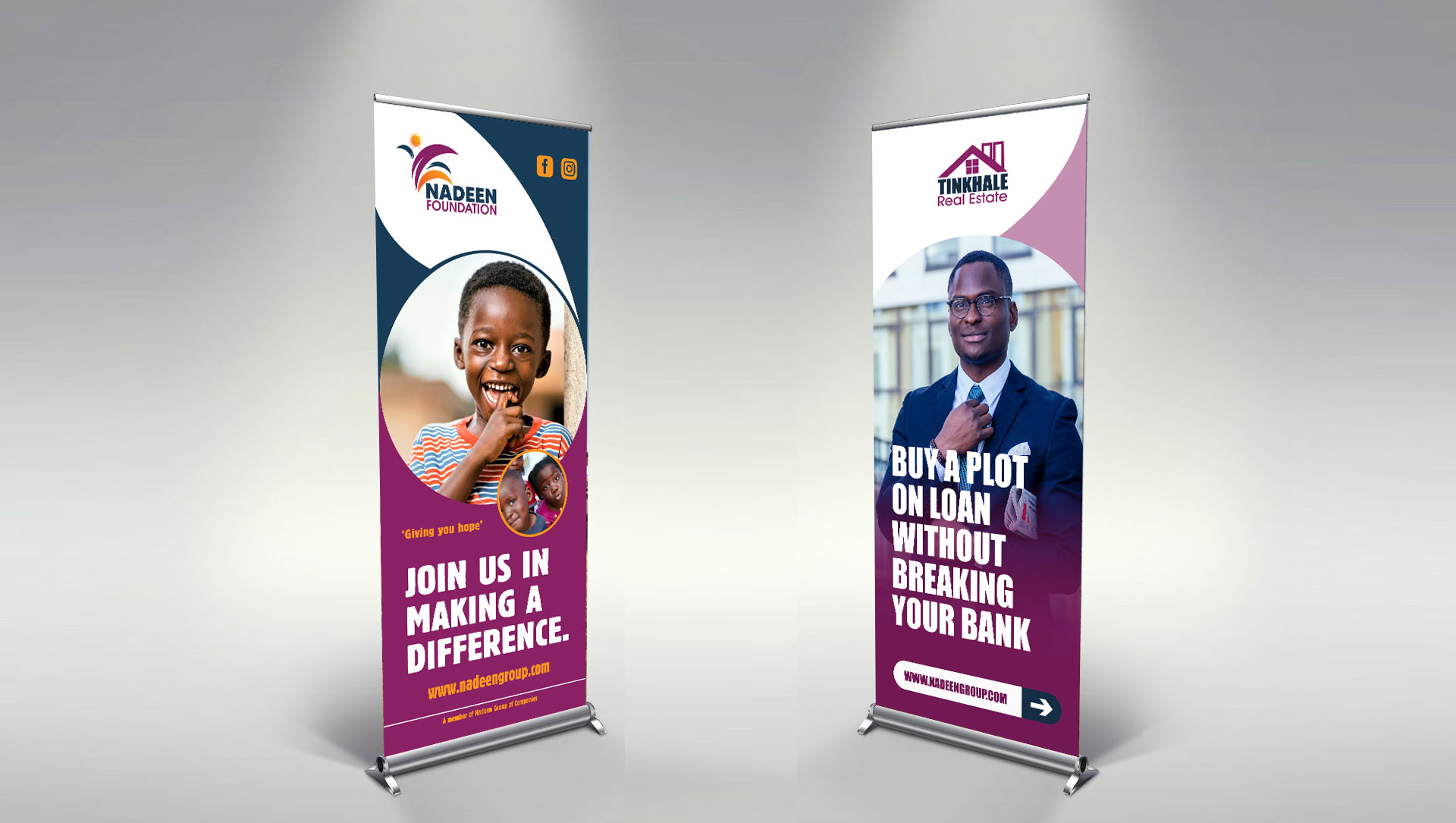 Nadeen promotional pull-up banners